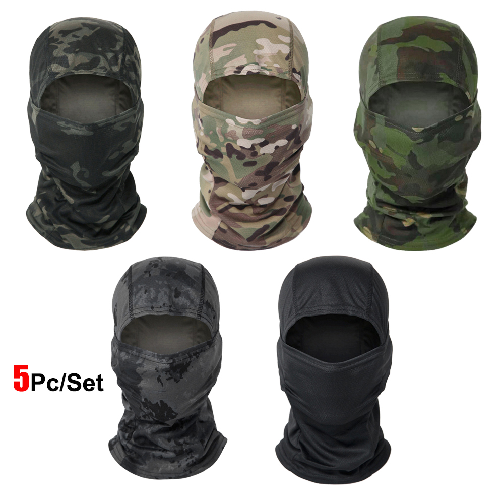 Wool Balaclava Knit - 5Pcs/Set Camouflage Balaclava Hat Cycling Full