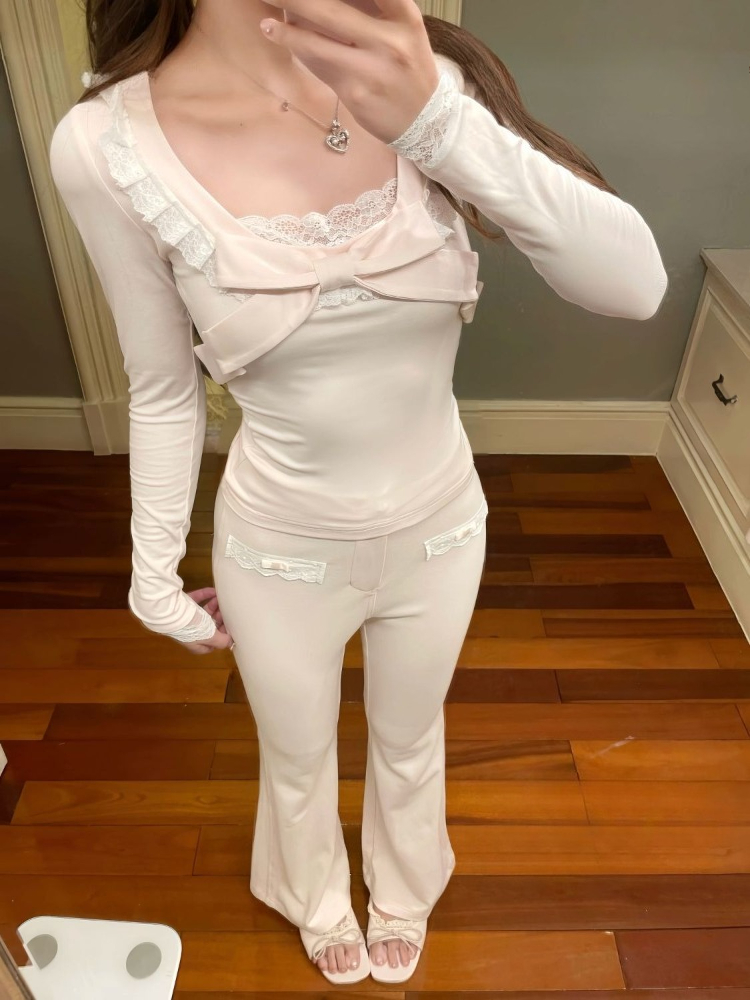 2026 Pink Bow Long-sleeve Lace - đánh giá và giá Winter Clothing Layers