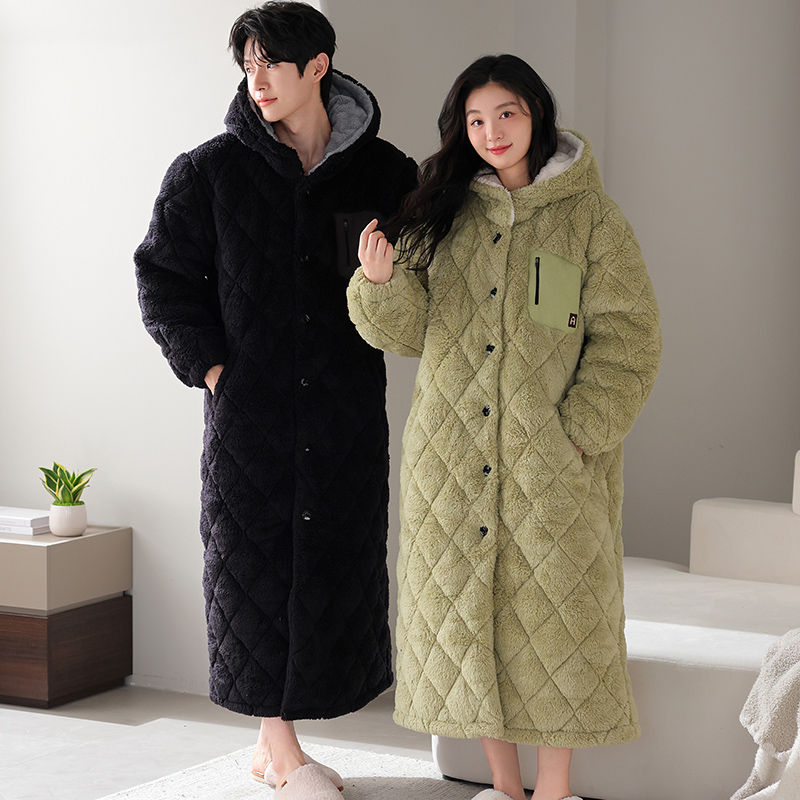Winter Couple Robe Hooded Paja - đánh giá và giá Winter Clothing Layers
