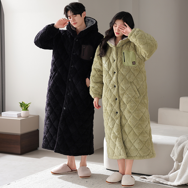 Winter Couple Robe Hooded Paja - đánh giá và giá Winter Clothing Layers